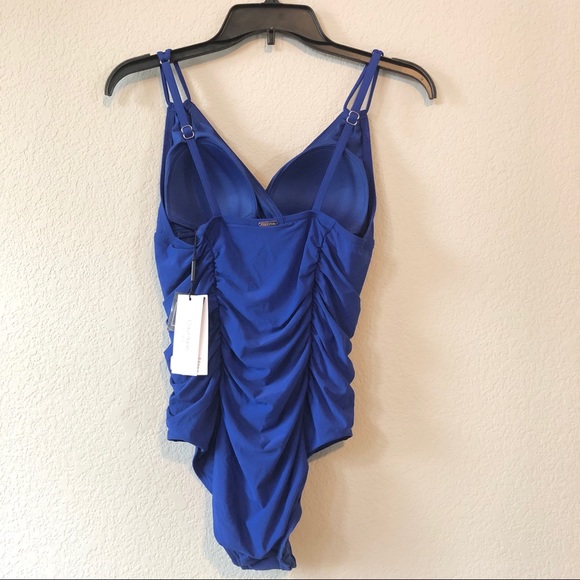 NWT Calvin Klein Liquid Shirred 1 piece Swimsuit 8 - Picture 4 of 4